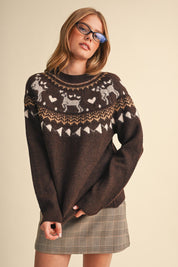 So Fetch Dog Motif Fair Isle Sweater - Westly
