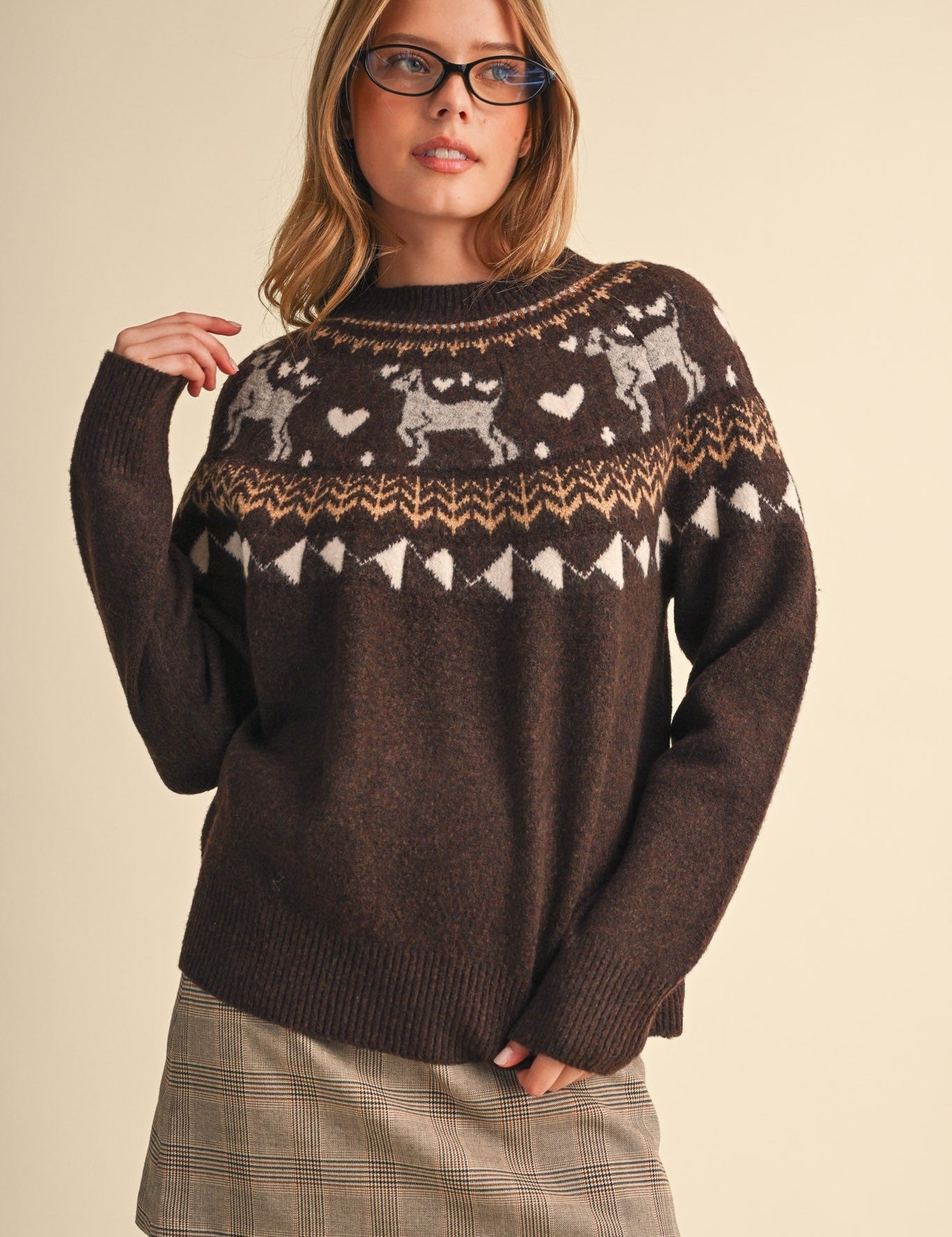 So Fetch Dog Motif Fair Isle Sweater - Westly
