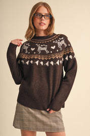 So Fetch Dog Motif Fair Isle Sweater - Westly