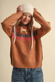 So Fetch Dog Motif Fair Isle Sweater - Westly
