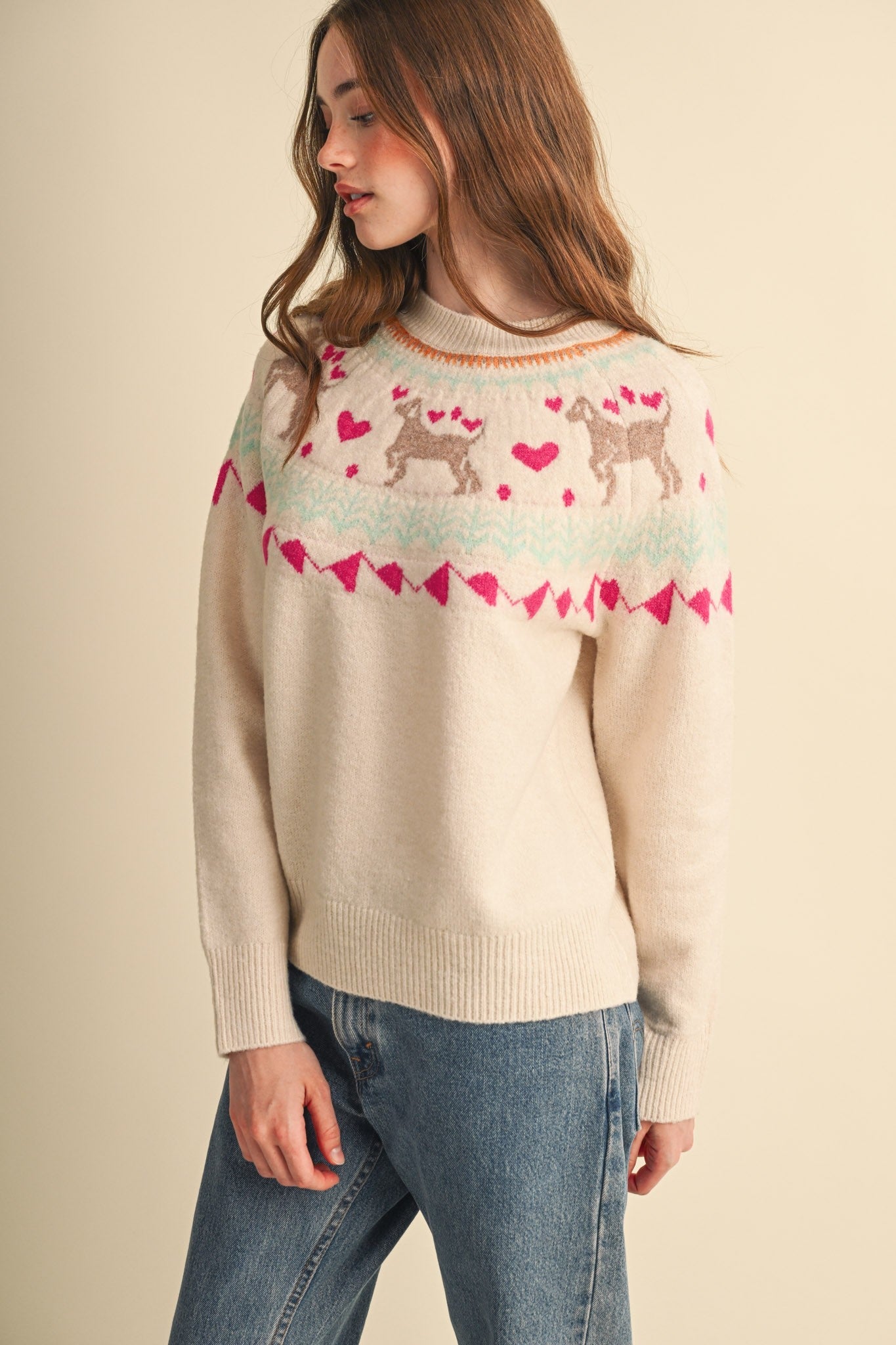 So Fetch Dog Motif Fair Isle Sweater - Westly