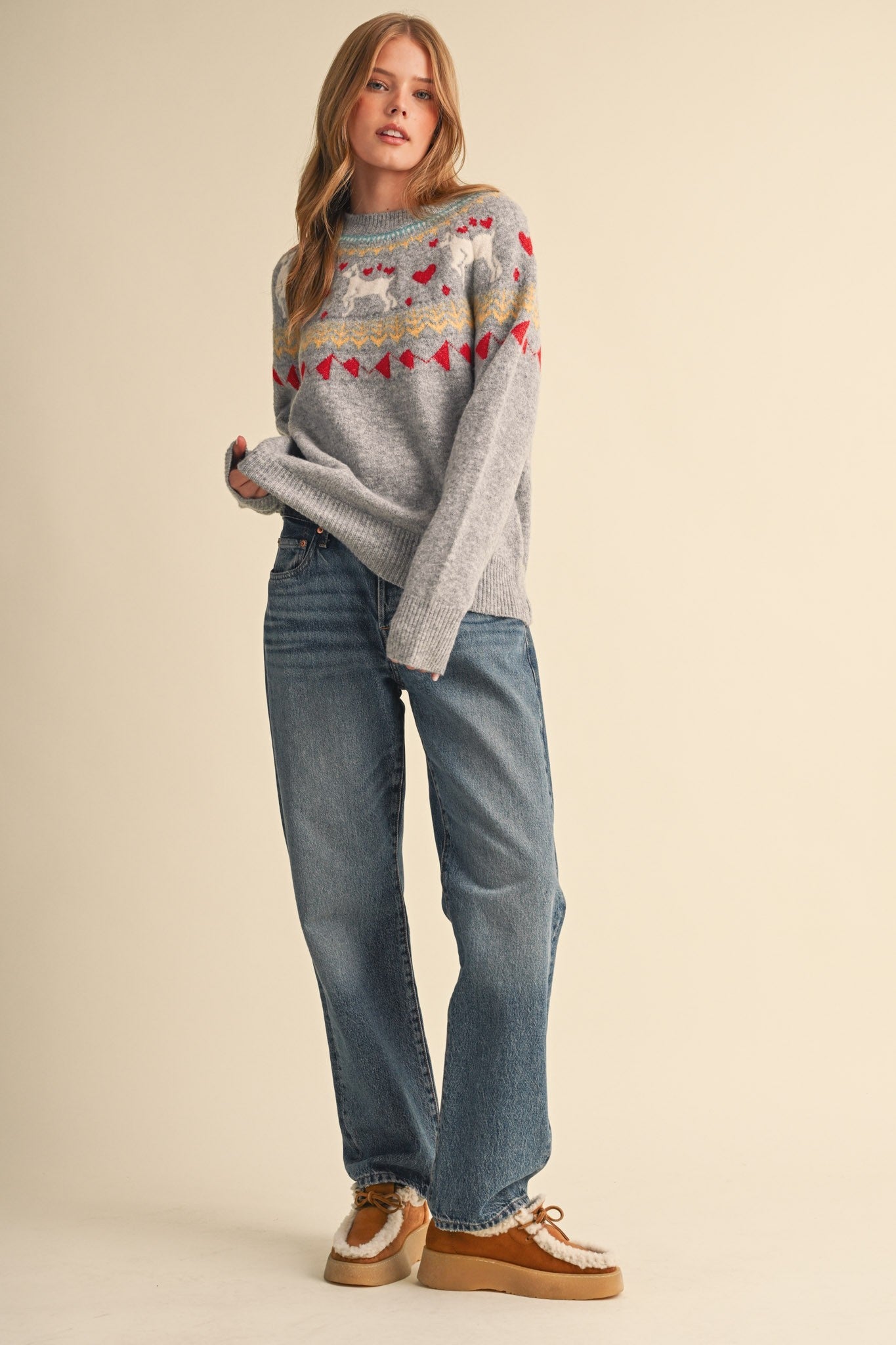 So Fetch Dog Motif Fair Isle Sweater - Westly