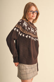 So Fetch Dog Motif Fair Isle Sweater - Westly