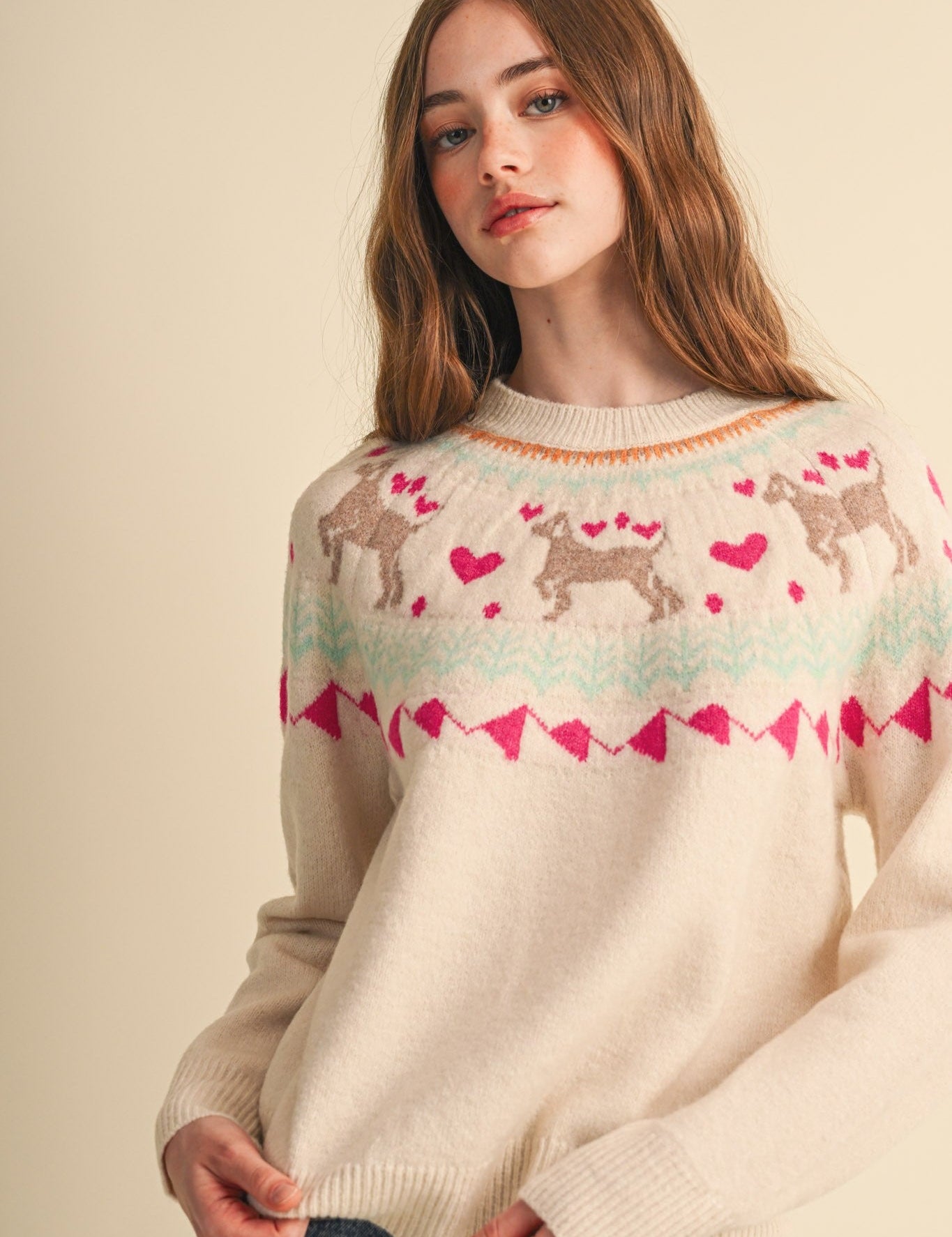 So Fetch Dog Motif Fair Isle Sweater - Westly