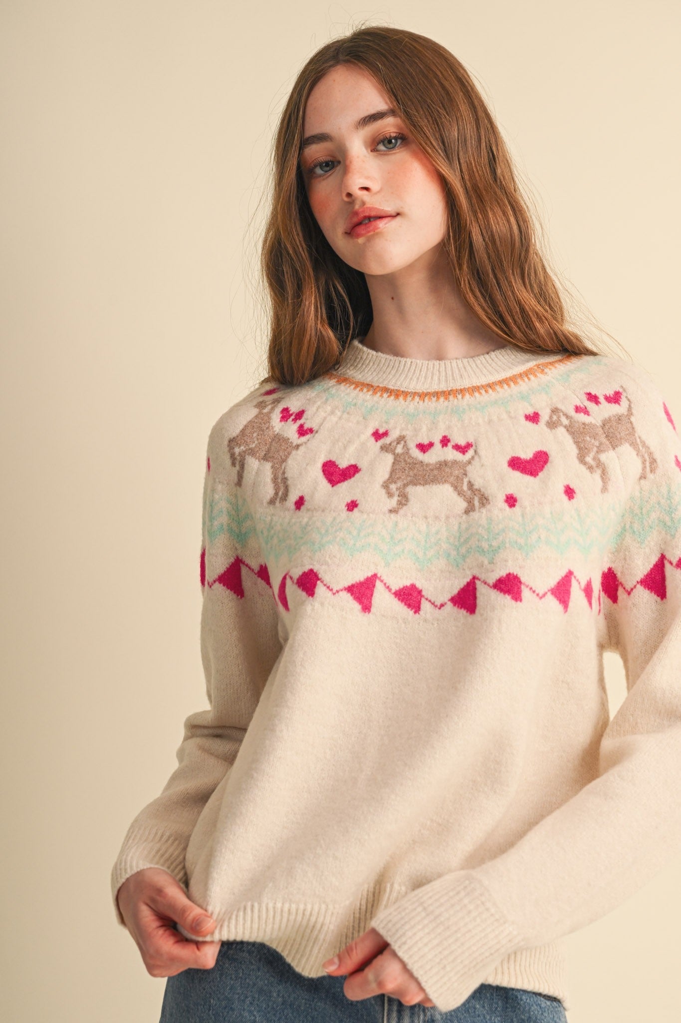 So Fetch Dog Motif Fair Isle Sweater - Westly