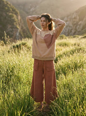 Sofie Pin Stripe Heart Patch Terry Pullover - Westly