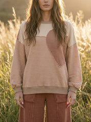 Sofie Pin Stripe Heart Patch Terry Pullover - Westly