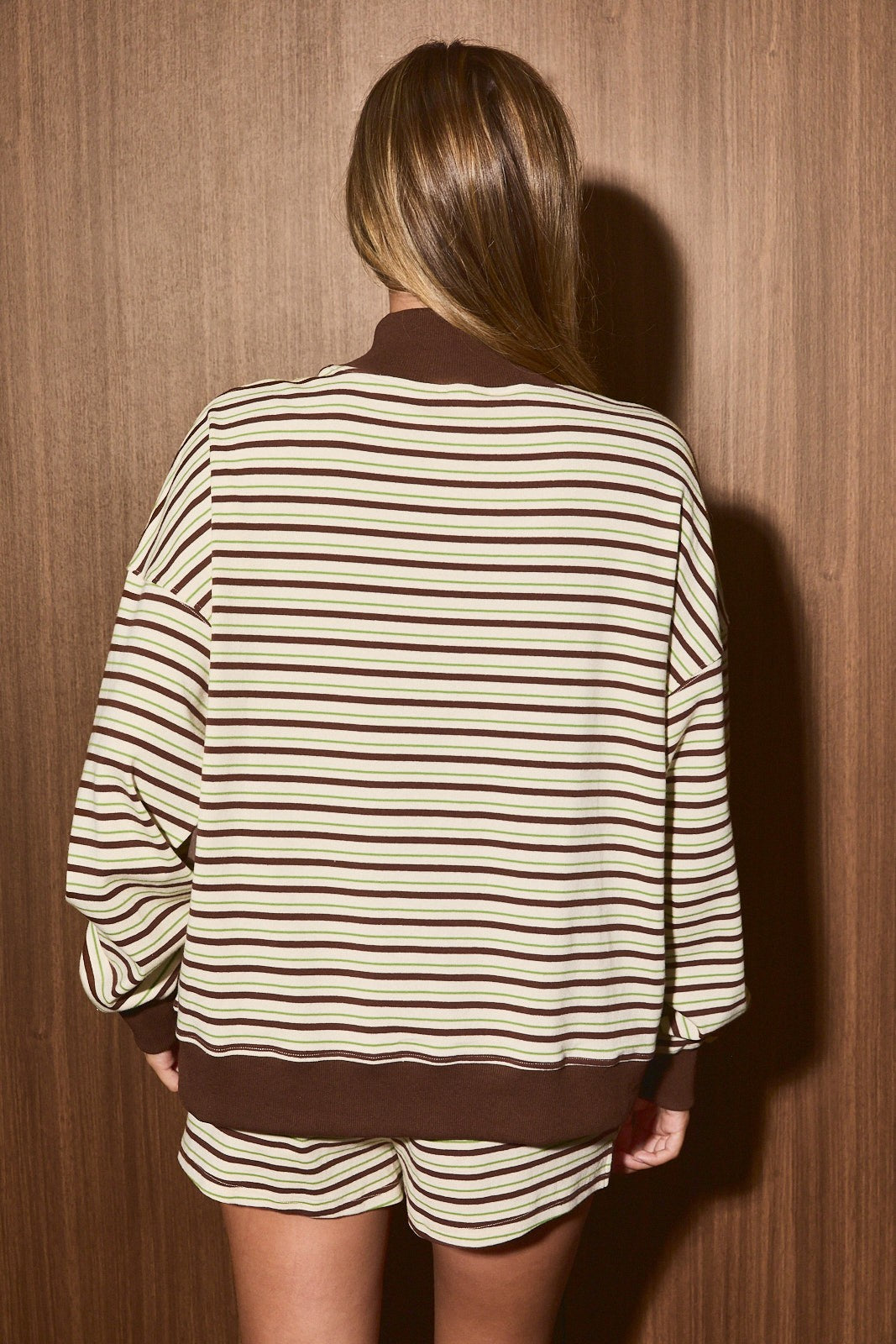 Soft Landing Stripe Lounge Pullover - Brown Multi Stripe