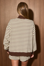 Soft Landing Stripe Lounge Pullover - Brown Multi Stripe
