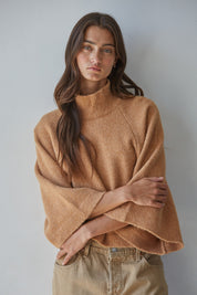 Soft Outline Wide Sleeve Turtleneck in Camel - product photo 1