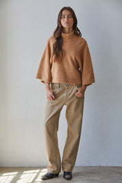 Soft Outline Wide Sleeve Turtleneck in Camel - product photo 2