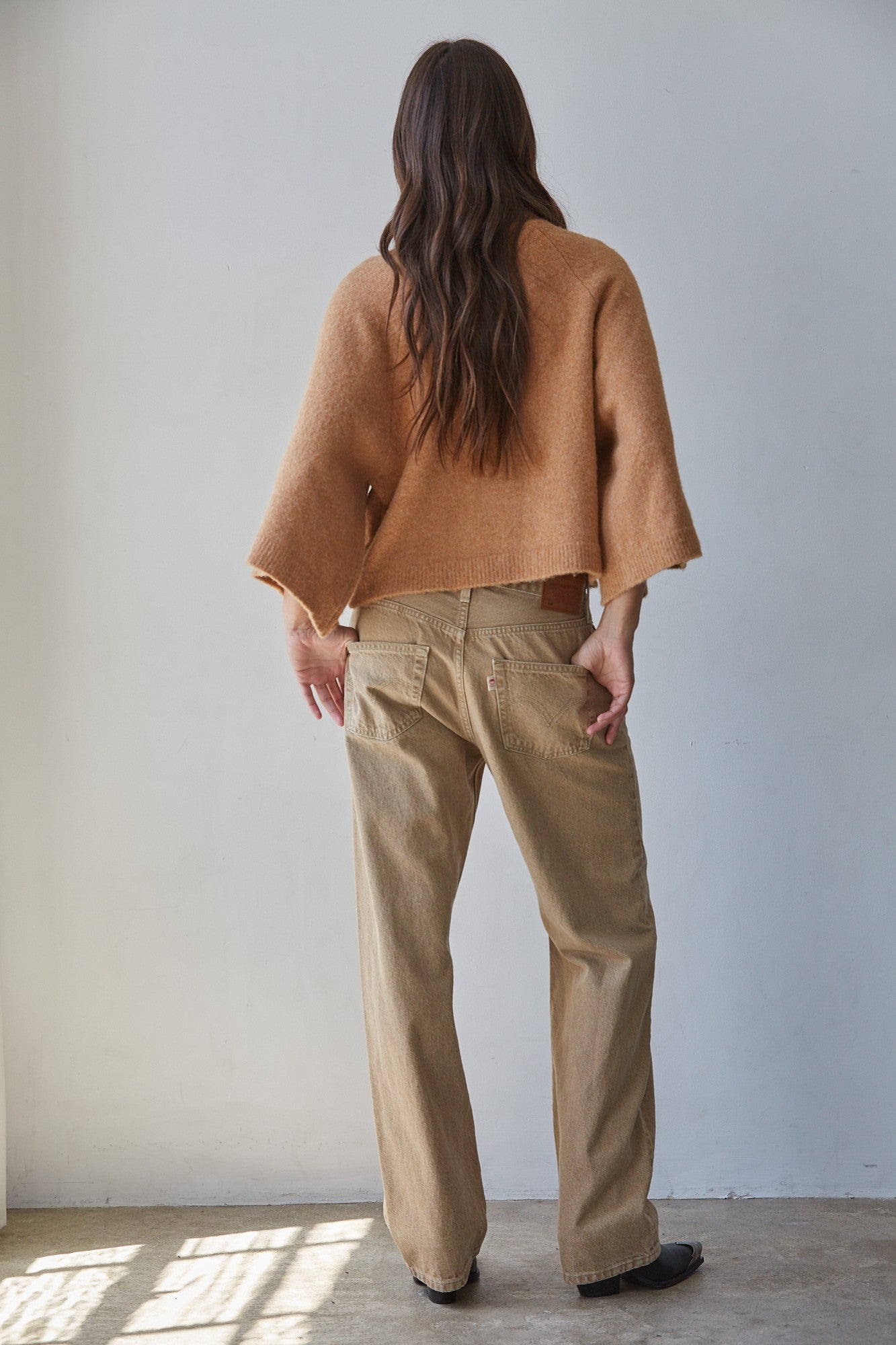 Soft Outline Wide Sleeve Turtleneck in Camel - product photo 3