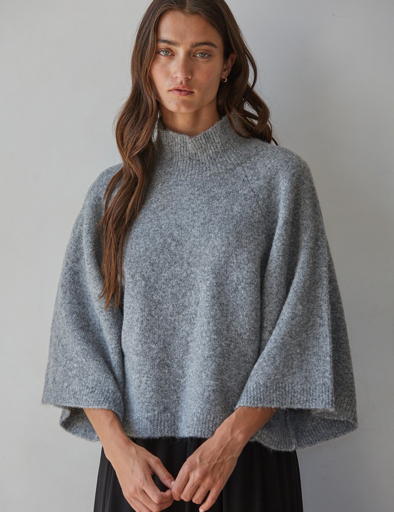 Soft Outline Wide Sleeve Turtleneck in Heather Grey - product photo 1