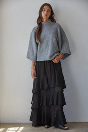 Soft Outline Wide Sleeve Turtleneck in Heather Grey - product photo 2