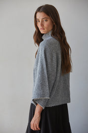 Soft Outline Wide Sleeve Turtleneck in Heather Grey - product photo 3