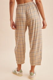 Soft Spoken Plaid Flannel Barrel Pants - Westly