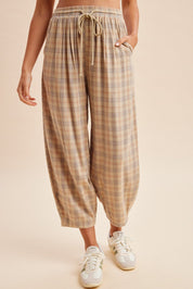 Soft Spoken Plaid Flannel Barrel Pants - Westly