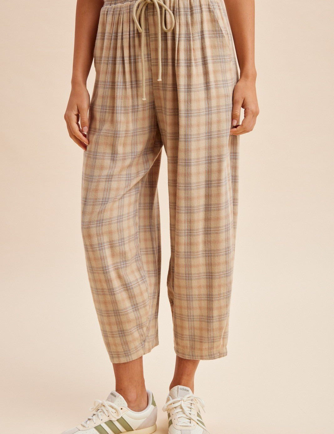 Soft Spoken Plaid Flannel Barrel Pants - Westly