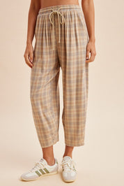 Soft Spoken Plaid Flannel Barrel Pants - Westly