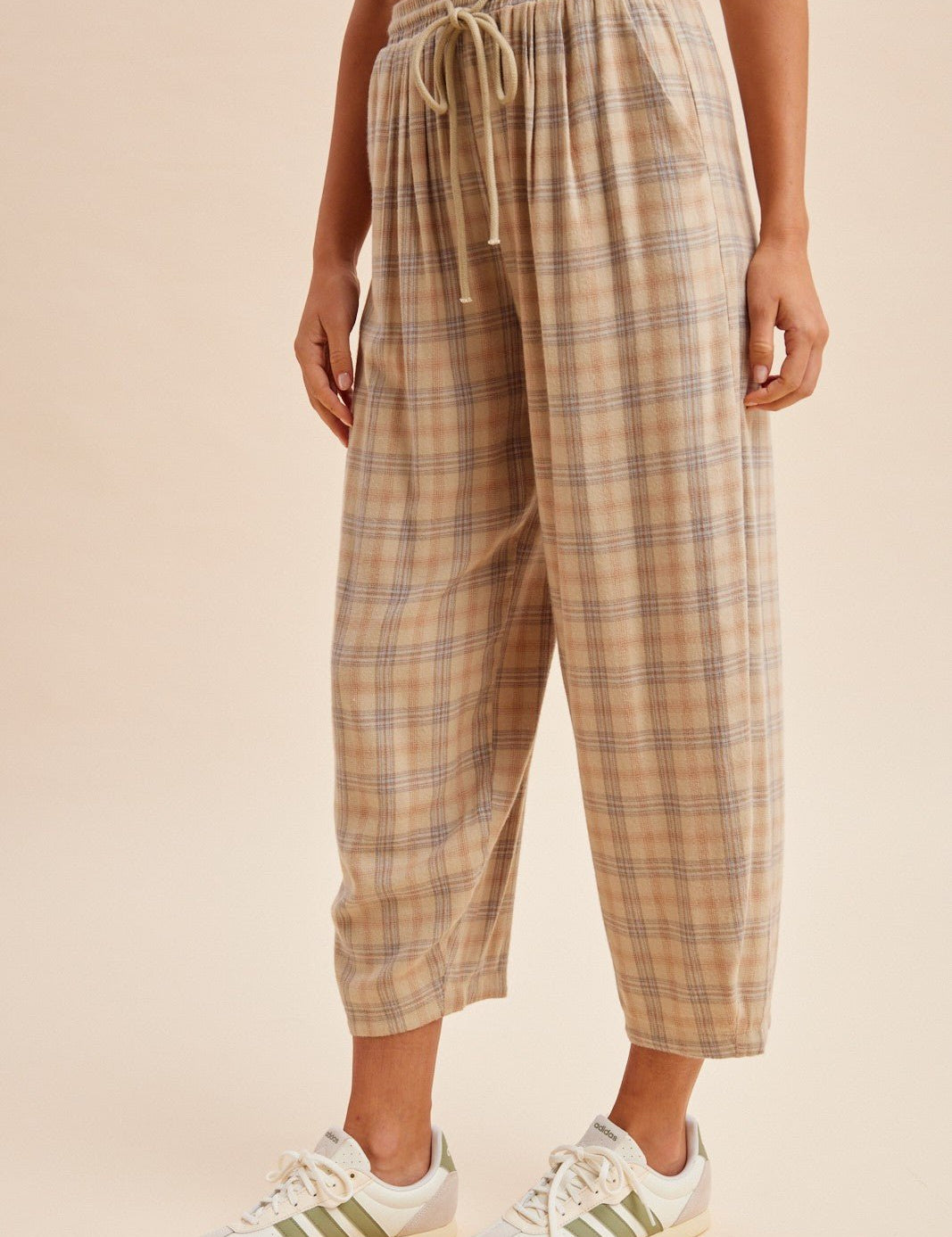 Soft Spoken Plaid Flannel Barrel Pants - Westly