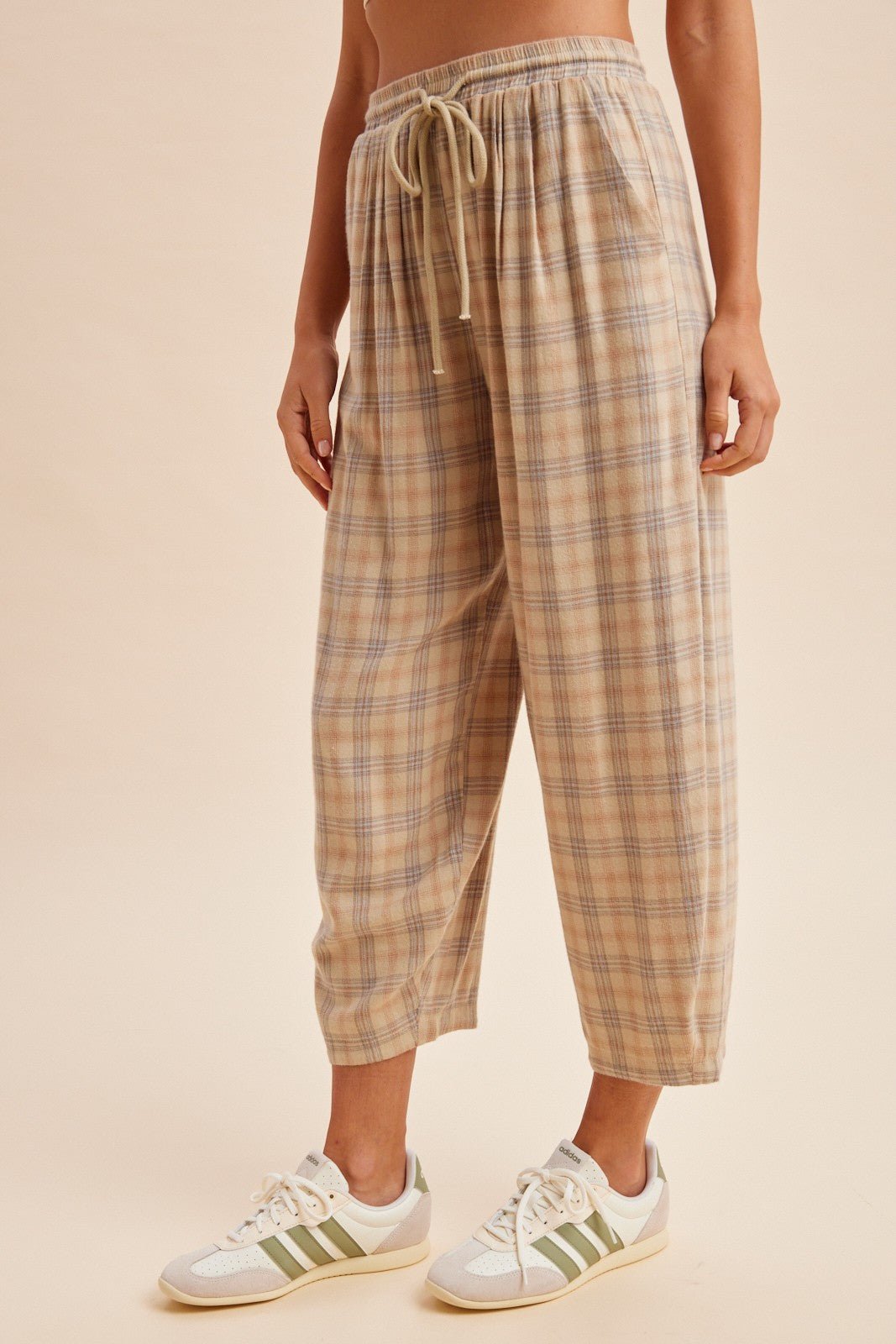 Soft Spoken Plaid Flannel Barrel Pants - Westly