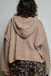 Soft Spot V-Neck Hooded Chenille Sweater - Westly