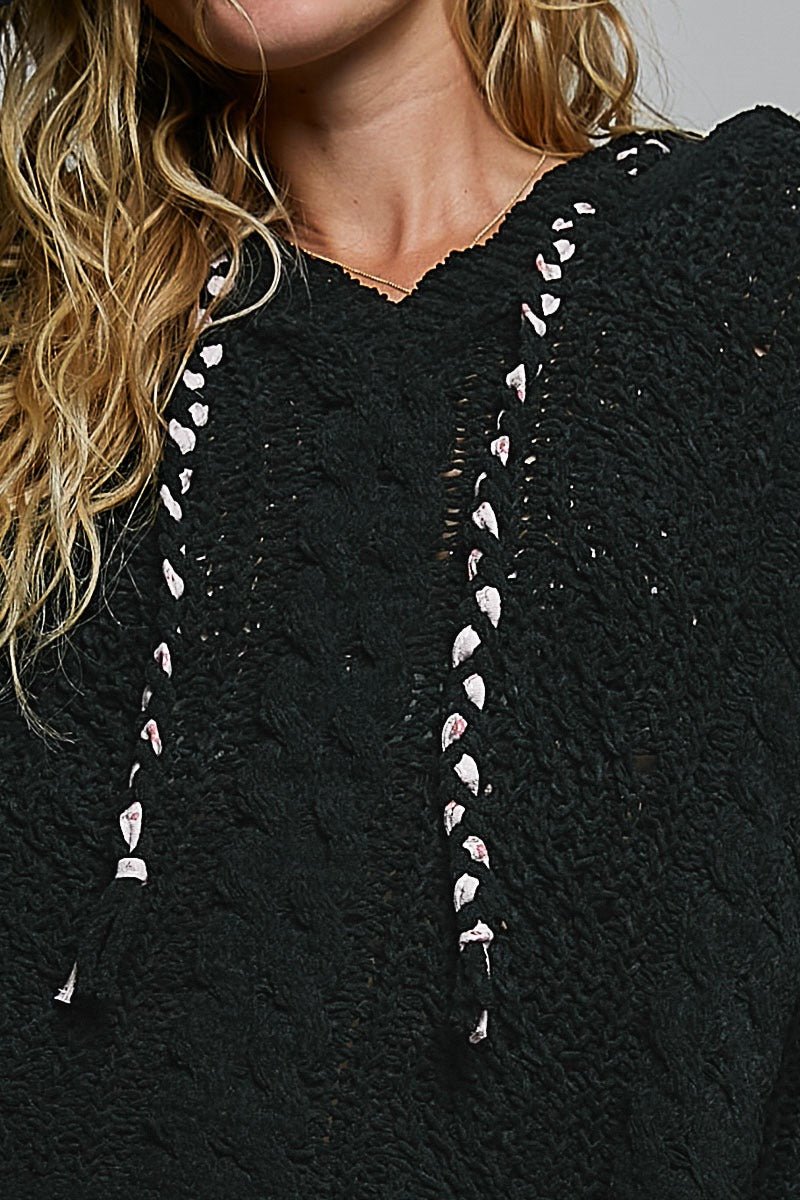 Soft Spot V-Neck Hooded Chenille Sweater - Westly