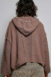 Soft Spot V-Neck Hooded Chenille Sweater - Westly