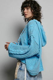 Soft Spot V-Neck Hooded Chenille Sweater - Westly
