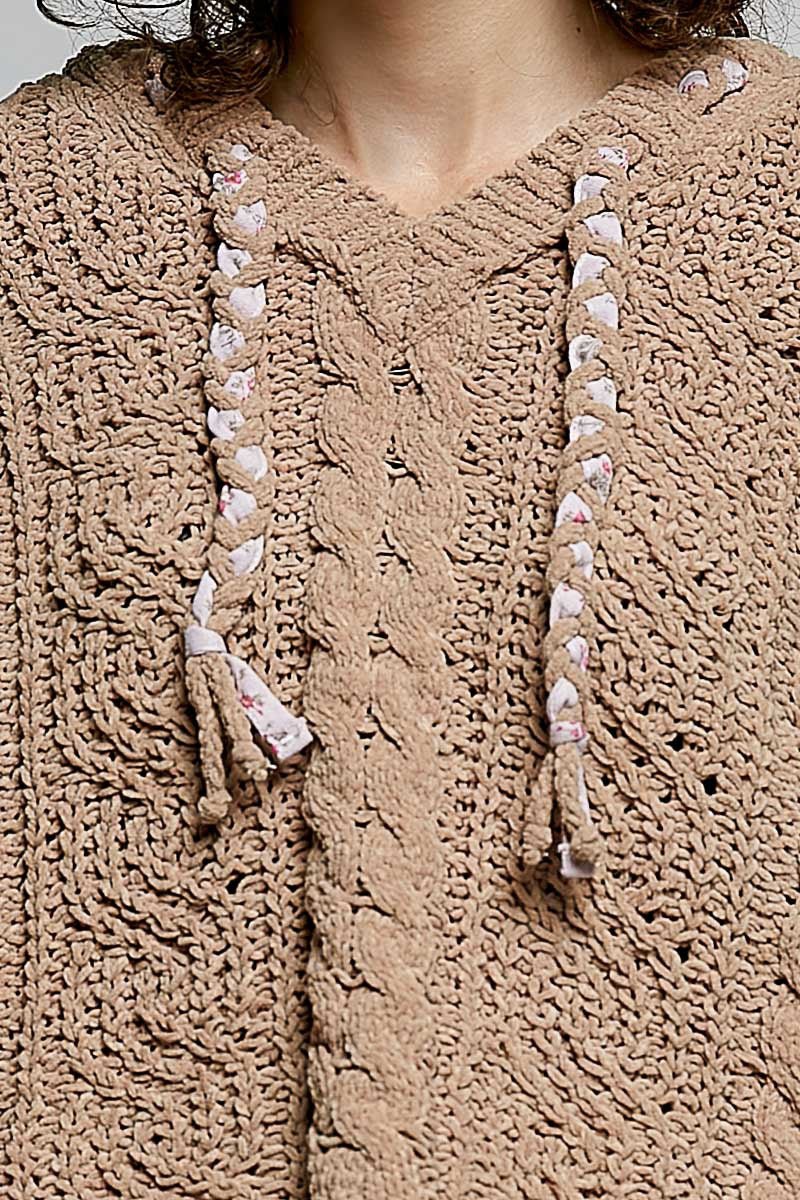 Soft Spot V-Neck Hooded Chenille Sweater - Westly