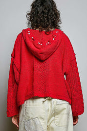 Soft Spot V-Neck Hooded Chenille Sweater - Westly