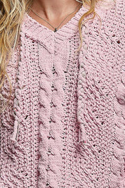 Soft Spot V-Neck Hooded Chenille Sweater - Westly