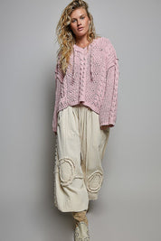 Soft Spot V-Neck Hooded Chenille Sweater - Westly