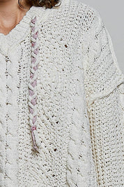 Soft Spot V-Neck Hooded Chenille Sweater - Westly