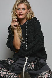 Soft Spot V-Neck Hooded Chenille Sweater - Westly