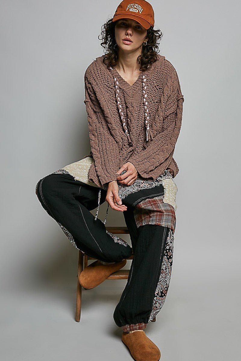 Soft Spot V-Neck Hooded Chenille Sweater - Westly