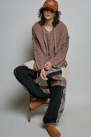 Soft Spot V-Neck Hooded Chenille Sweater - Westly