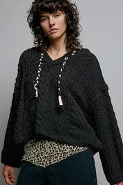 Soft Spot V-Neck Hooded Chenille Sweater - Westly