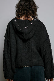 Soft Spot V-Neck Hooded Chenille Sweater - Westly
