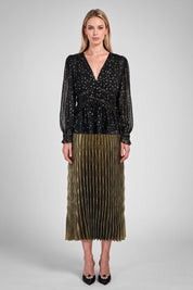 Solenne Metallic Star Blouse - Black Gold