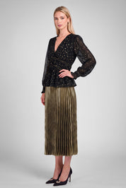 Solenne Metallic Star Blouse - Black Gold