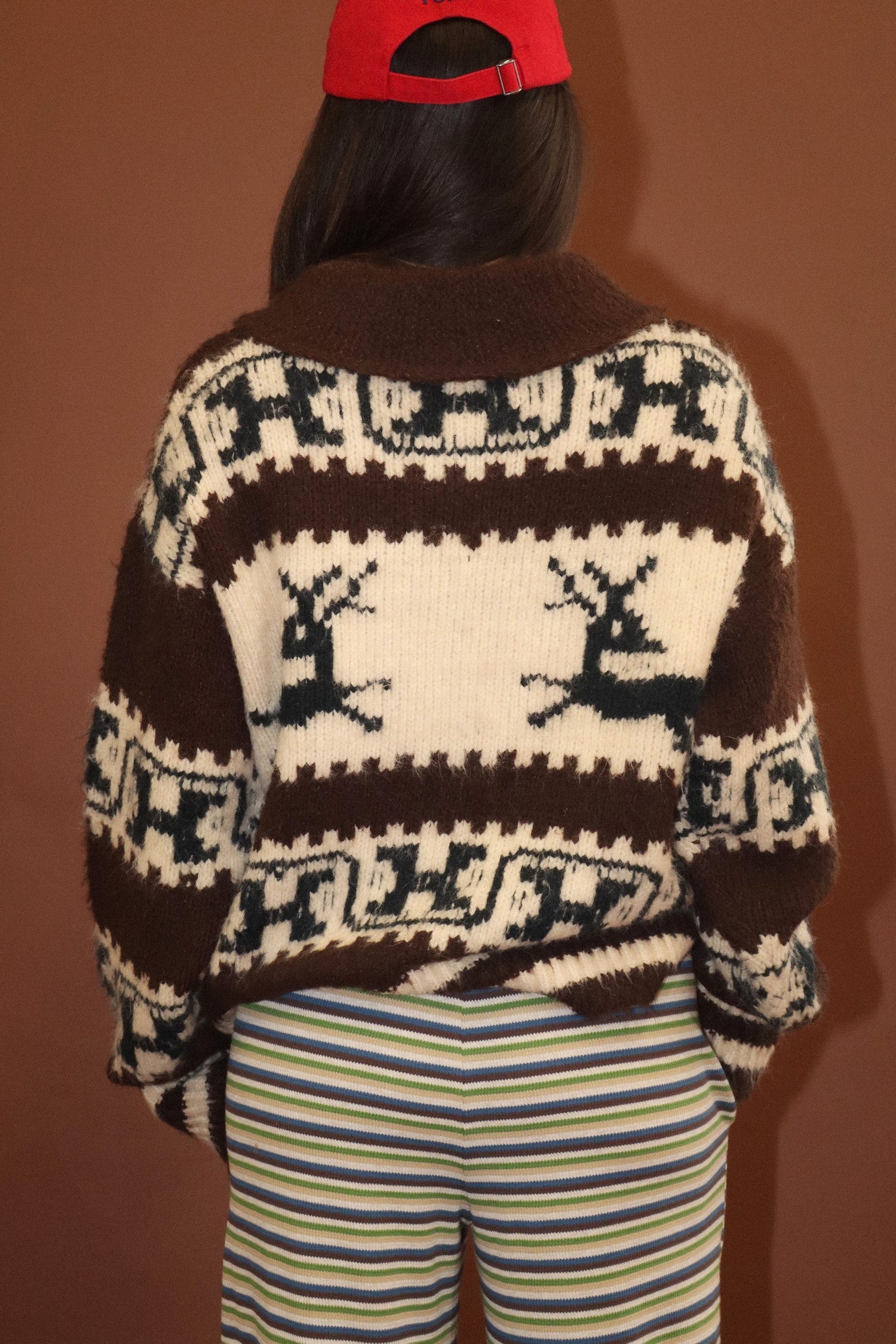 Solstice Reindeer Collared Sweater - Oat Grey