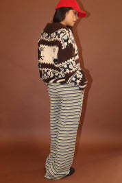 Solstice Reindeer Collared Sweater - Oat Grey