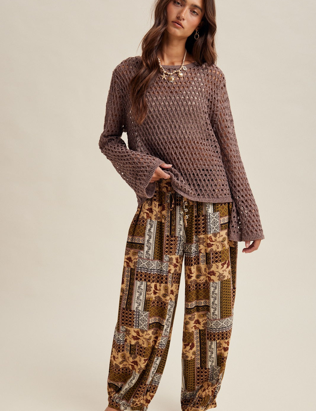 Sorelle Open Knit Sweater - Cocoa