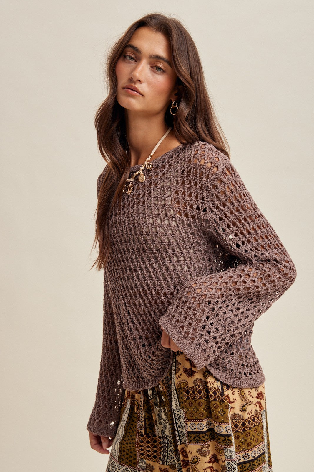 Sorelle Open Knit Sweater - Cocoa