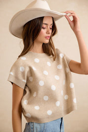 Spare Change Polka Dot Sweater Vest - Beige Ivory