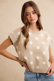 Spare Change Polka Dot Sweater Vest - Beige Ivory