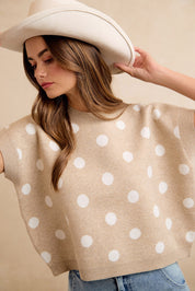 Spare Change Polka Dot Sweater Vest - Beige Ivory