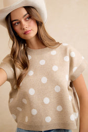 Spare Change Polka Dot Sweater Vest - Beige Ivory