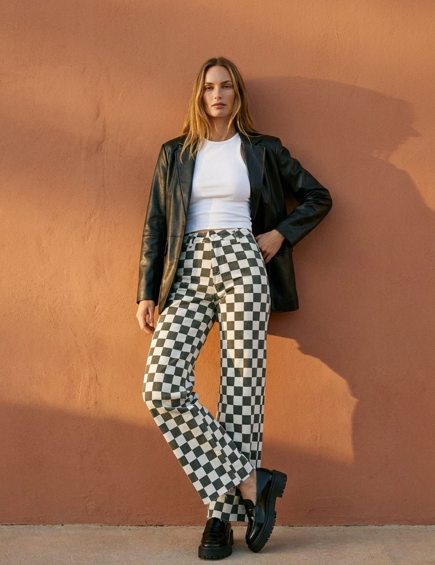Speedway Checker Board Stretch Pants - Westly